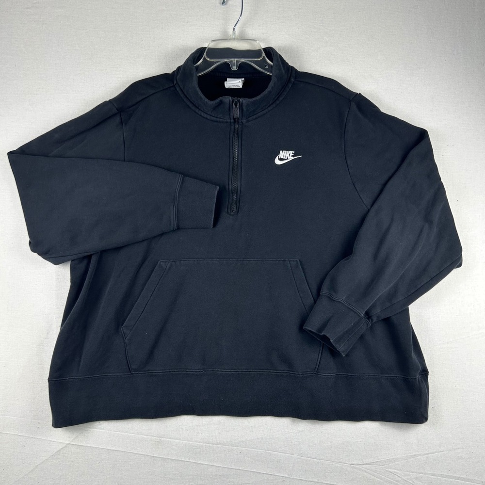 Nike Sportswear Mens 2X Black Quarter Zip Fleece Pullover Sweatshirt